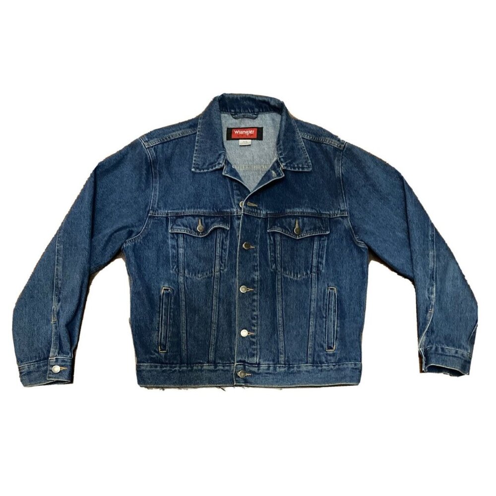 Vintage Wrangler Hero Denim Trucker Jean Jacket Sz M Medium Coat Pockets